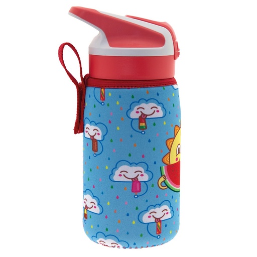 BOTELLA INFANTIL TRITAN T.SUMMIT ROJO C/ FUNDA FRESKITO 0.45L - LAKEN