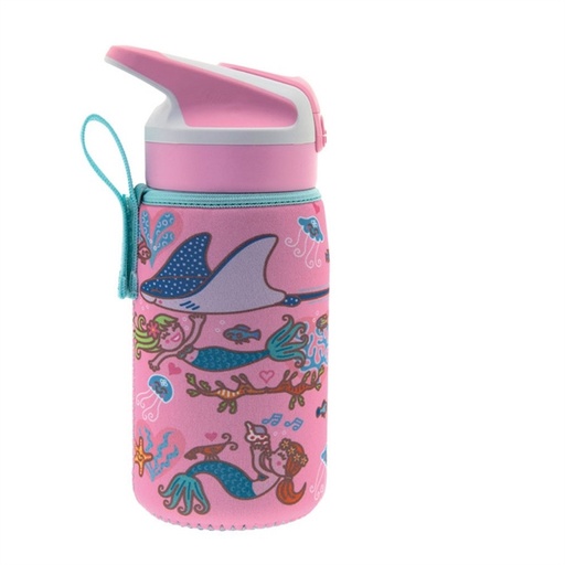 BOTELLA INFANTIL TRITAN T.SUMMIT ROSADO C/ FUNDA SIRENAS 0.45L - LAKEN